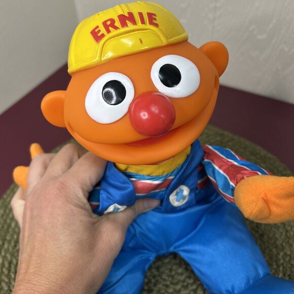 Vintage 1995 Tyco Ernie Doll Sesame Street Blue Overalls Soft Toy Washable - Picture 2 of 6